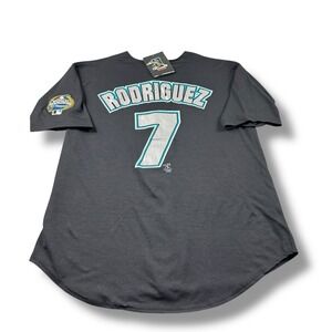 VTG NWT Dynasty MLB Florida Marlins 2003 World Series #7 Ivan Rodriguez Jersey L